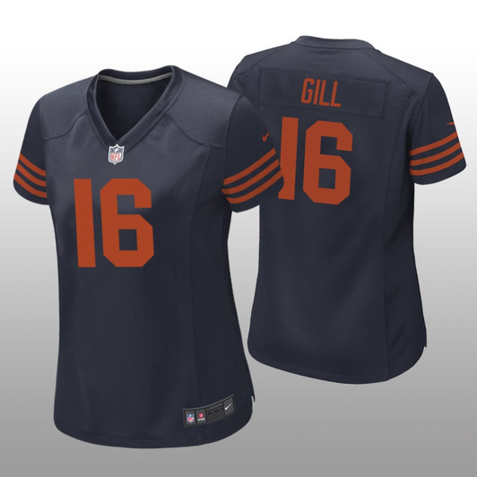 [FULLY STITCHED] Chicago Bears Trenton Gill Navy Throwback Limited Football Jersey 