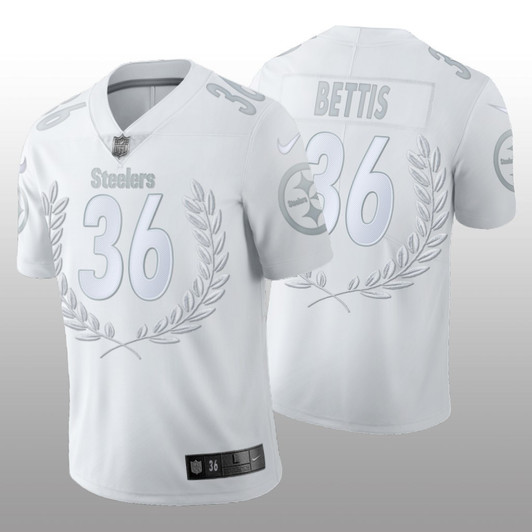 [FULLY STITCHED] Pittsburgh Steelers Jerome Bettis White Platinum Limited Football Jersey 
