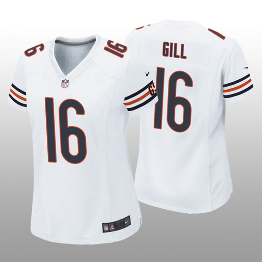 [FULLY STITCHED] Chicago Bears Trenton Gill White Limited Football Jersey 