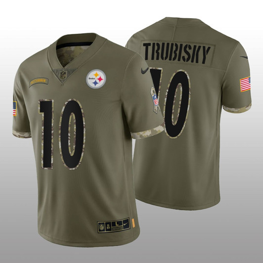 [FULLY STITCHED] Pittsburgh Steelers Mitchell Trubisky Olive Salute To Service Limited Football Jersey 