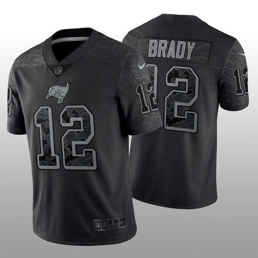 [FULLY STITCHED] Tampa Bay Buccaneers Tom Brady Black Reflective Limited Football Jersey 