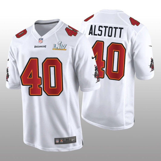 [FULLY STITCHED] Tampa Bay Buccaneers Mike Alstott White Super Bowl LV Style 2 Limited Football Jersey 