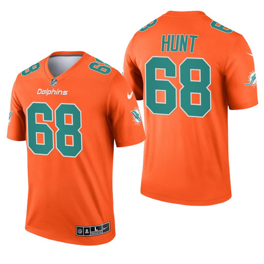 [FULLY STITCHED] Miami Dolphins Robert Hunt Orange Inverted Limited Football Jersey 