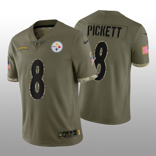 [FULLY STITCHED] Pittsburgh Steelers Kenny Pickett Olive Salute To Service Limited Football Jersey 