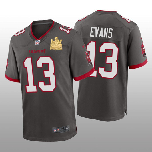 [FULLY STITCHED] Tampa Bay Buccaneers Mike Evans Pewter Super Bowl LV Champions Limited Football Jersey 