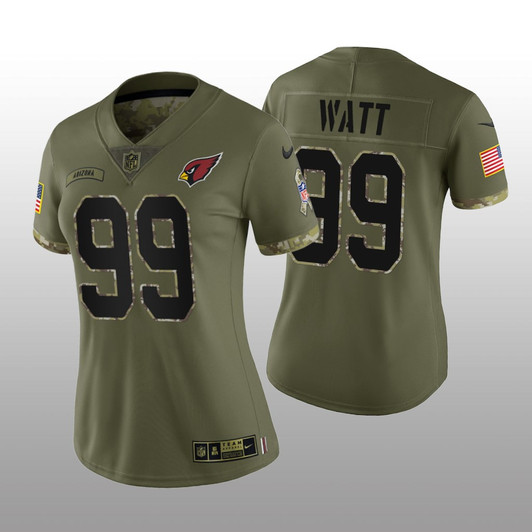[FULLY STITCHED] Arizona Cardinals JJ Watt Olive Salute To Service Limited Football Jersey 