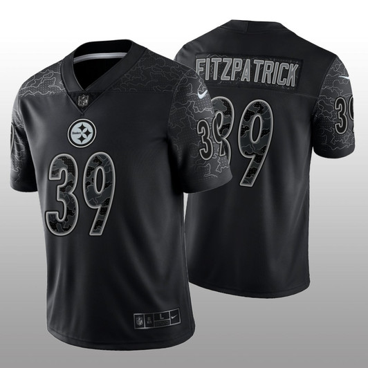 [FULLY STITCHED] Pittsburgh Steelers Minkah Fitzpatrick Black Reflective Limited Football Jersey 