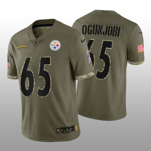 [FULLY STITCHED] Pittsburgh Steelers Larry Ogunjobi Olive Salute To Service Limited Football Jersey 