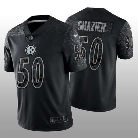[FULLY STITCHED] Pittsburgh Steelers Ryan Shazier Black Reflective Limited Football Jersey 