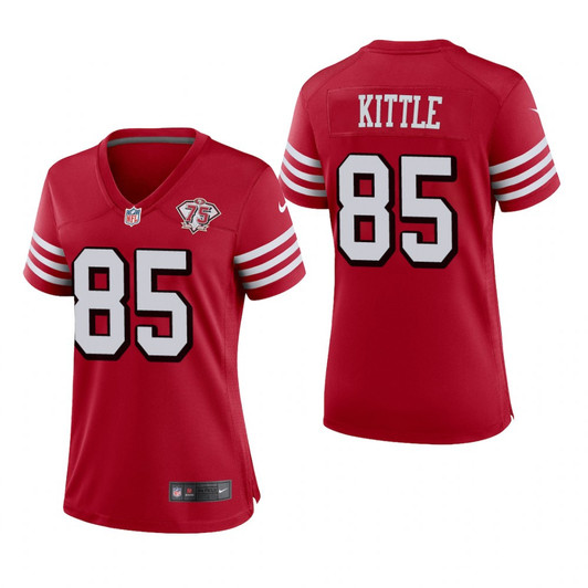 [FULLY STITCHED] San Francisco 49ers George Kittle Scarlet Alternate 75th Anniversary Limited Football Jersey 