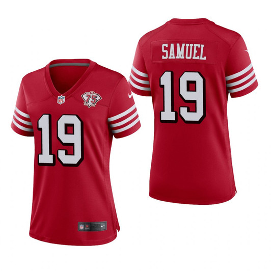 [FULLY STITCHED] San Francisco 49ers Deebo Samuel Scarlet 75th Anniversary Limited Football Jersey 
