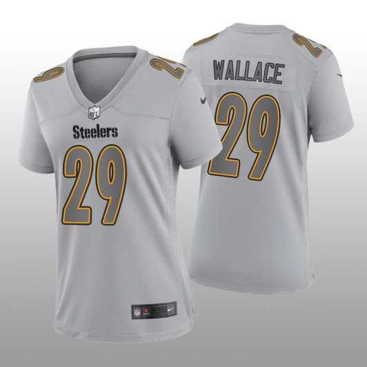 [FULLY STITCHED] Pittsburgh Steelers Levi Wallace Gray Atmosphere Style 2 Limited Football Jersey 
