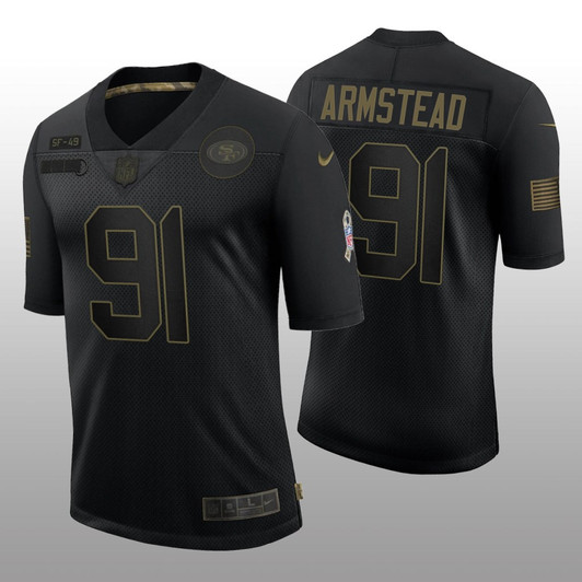 [FULLY STITCHED] San Francisco 49ers Arik Armstead Black Salute To Service Limited Football Jersey 
