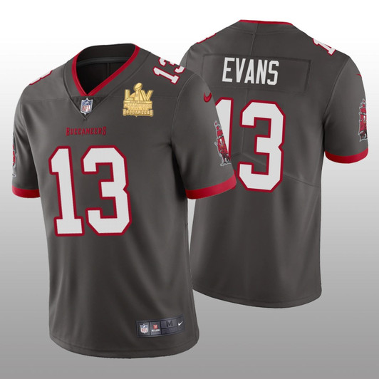 [FULLY STITCHED] Tampa Bay Buccaneers Mike Evans Pewter Super Bowl LV Champions Style 2 Limited Football Jersey 