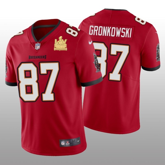 [FULLY STITCHED] Tampa Bay Buccaneers Rob Gronkowski Red Super Bowl LV Champions Limited Football Jersey 