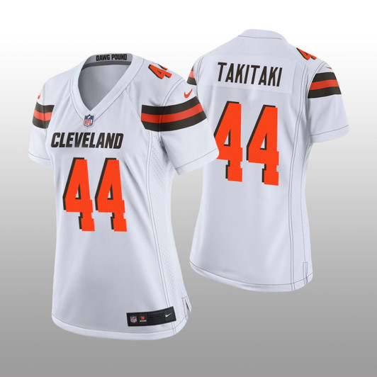 [FULLY STITCHED] Cleveland Browns Sione Takitaki White Draft Limited Football Jersey 