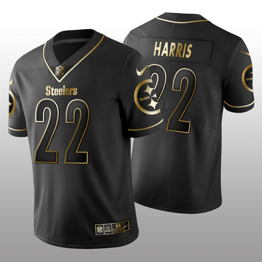 [FULLY STITCHED] Pittsburgh Steelers Najee Harris Black Golden Edition Limited Football Jersey 