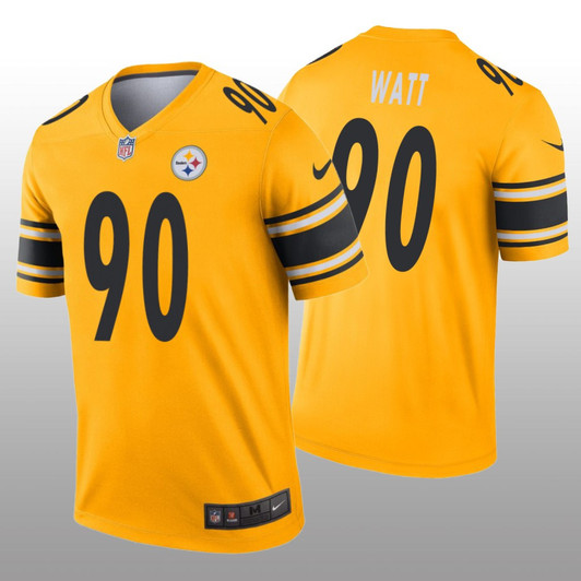 [FULLY STITCHED] Pittsburgh Steelers TJ Watt Gold Inverted Limited Football Jersey 