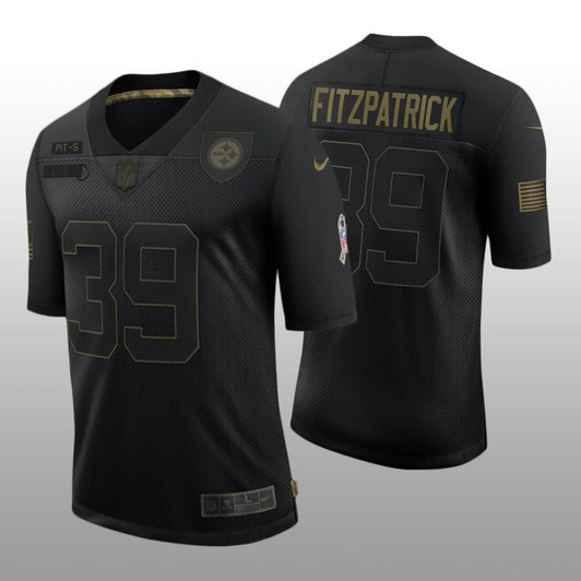 [FULLY STITCHED] Pittsburgh Steelers Minkah Fitzpatrick Black Salute To Service Limited Football Jersey 