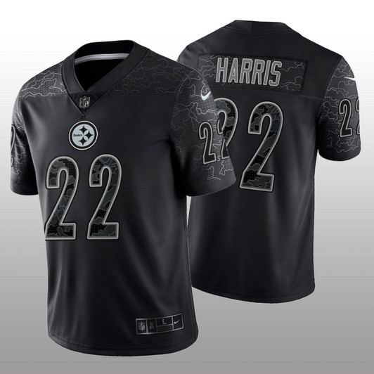 [FULLY STITCHED] Pittsburgh Steelers Najee Harris Black Reflective Limited Football Jersey 