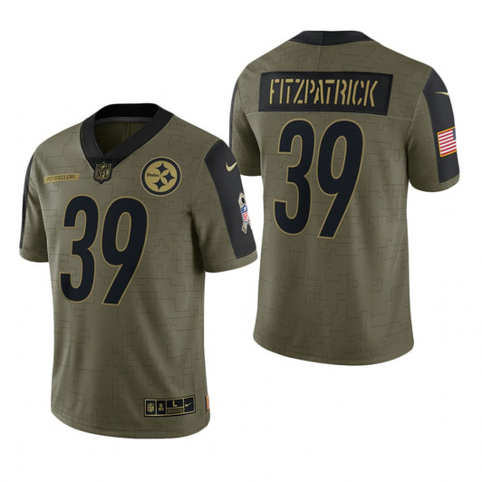 [FULLY STITCHED] Pittsburgh Steelers Minkah Fitzpatrick Olive Salute To Service Limited Football Jersey 