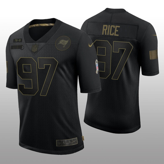 [FULLY STITCHED] Tampa Bay Buccaneers Simeon Rice Black Retired Salute To Service Limited Football Jersey 