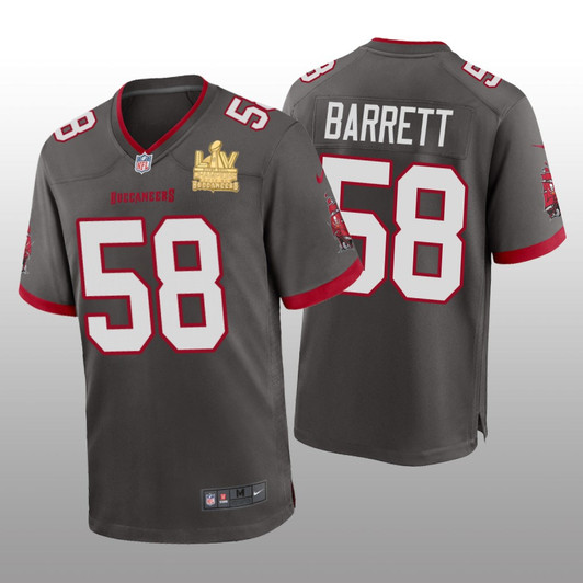 [FULLY STITCHED] Tampa Bay Buccaneers Shaquil Barrett Pewter Super Bowl LV Champions Limited Football Jersey 