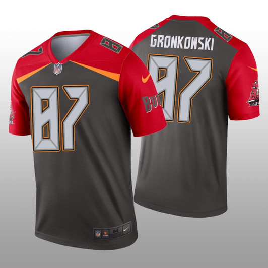 [FULLY STITCHED] Tampa Bay Buccaneers Rob Gronkowski Pewter Inverted Limited Football Jersey 