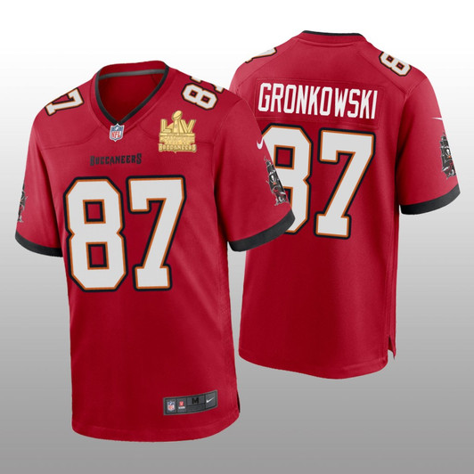 [FULLY STITCHED] Tampa Bay Buccaneers Rob Gronkowski Red Super Bowl LV Champions Style 2 Limited Football Jersey 