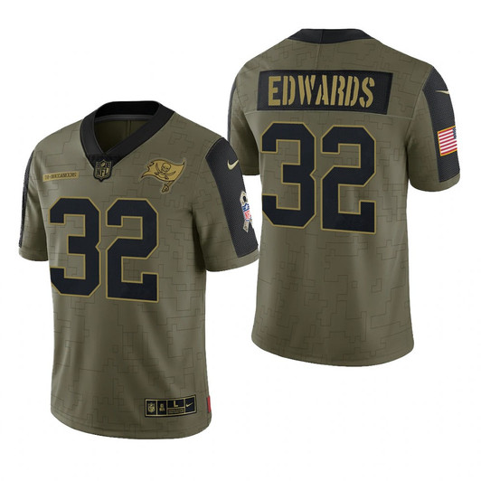 [FULLY STITCHED] Tampa Bay Buccaneers Mike Edwards Olive Salute To Service Limited Football Jersey 