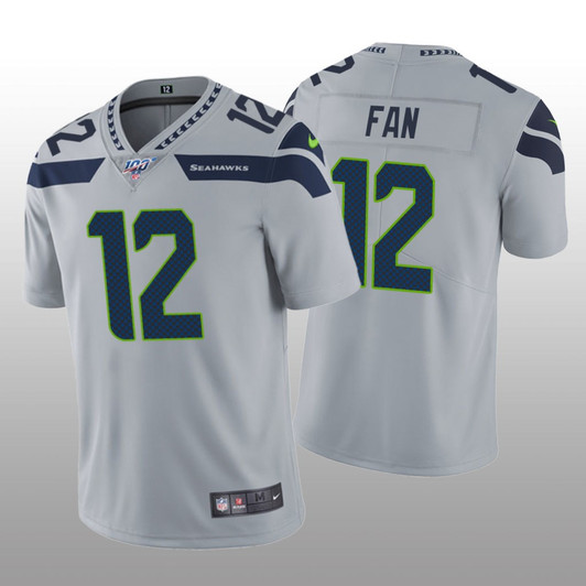 [FULLY STITCHED] Seattle Seahawks 12th Fan Gray 100th Season Limited Football Jersey 