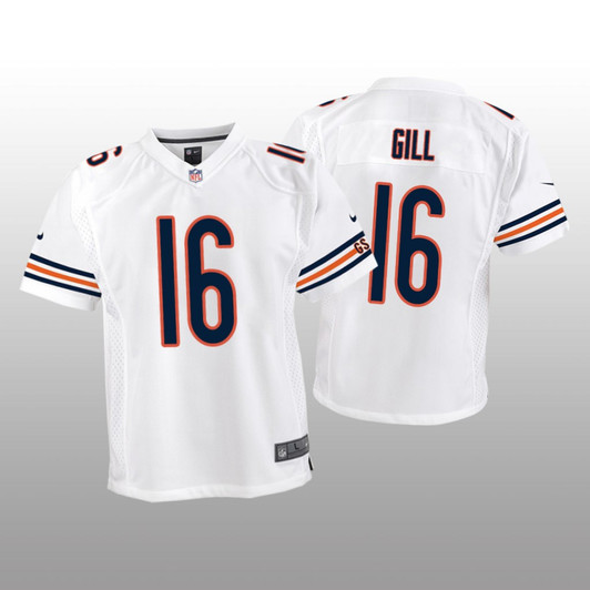 [FULLY STITCHED] Chicago Bears Trenton Gill White Style 2 Limited Football Jersey 
