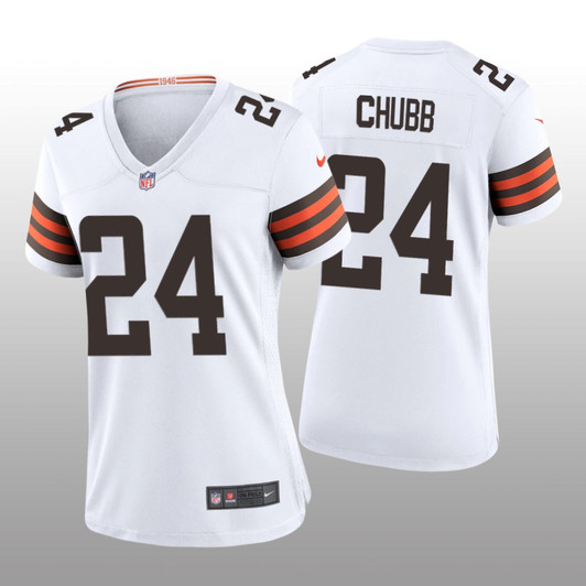 [FULLY STITCHED] Cleveland Browns Nick Chubb White Limited Football Jersey 