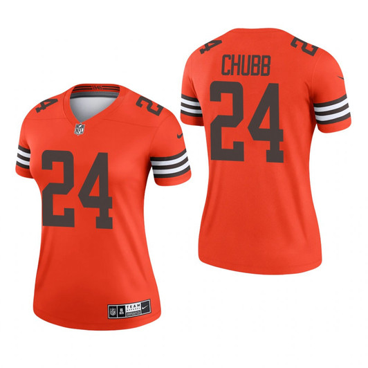 [FULLY STITCHED] Cleveland Browns Nick Chubb Orange Inverted Limited Football Jersey 