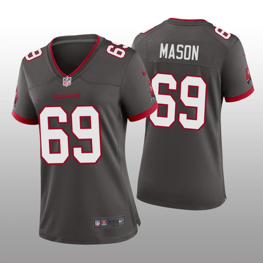 [FULLY STITCHED] Tampa Bay Buccaneers Shaq Mason Pewter Alternate Style 2 Limited Football Jersey 