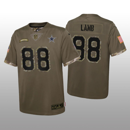 [FULLY STITCHED] Dallas Cowboys Ceedee Lamb Olive Salute To Service Style 2 Limited Football Jersey 