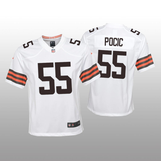 [FULLY STITCHED] Cleveland Browns Ethan Pocic White Style 2 Limited Football Jersey 