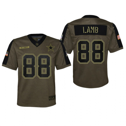 [FULLY STITCHED] Dallas Cowboys Ceedee Lamb Olive Salute To Service Style 3 Limited Football Jersey 