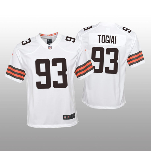 [FULLY STITCHED] Cleveland Browns Tommy Togiai White Style 2 Limited Football Jersey 