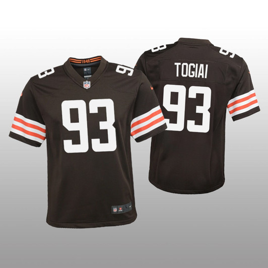 [FULLY STITCHED] Cleveland Browns Tommy Togiai Brown Style 3 Limited Football Jersey 