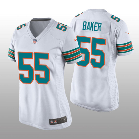 [FULLY STITCHED] Miami Dolphins Jerome Baker White Throwback Limited Football Jersey 
