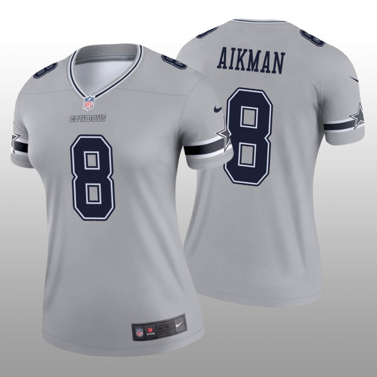 [FULLY STITCHED] Dallas Cowboys Troy Aikman Silver Inverted Limited Football Jersey 