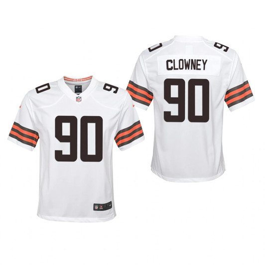 [FULLY STITCHED] Cleveland Browns Jadeveon Clowney White Style 2 Limited Football Jersey 