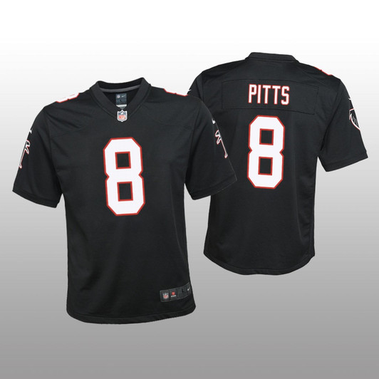 [FULLY STITCHED] Atlanta Falcons Kyle Pitts Black Throwback Style 2 Limited Football Jersey 