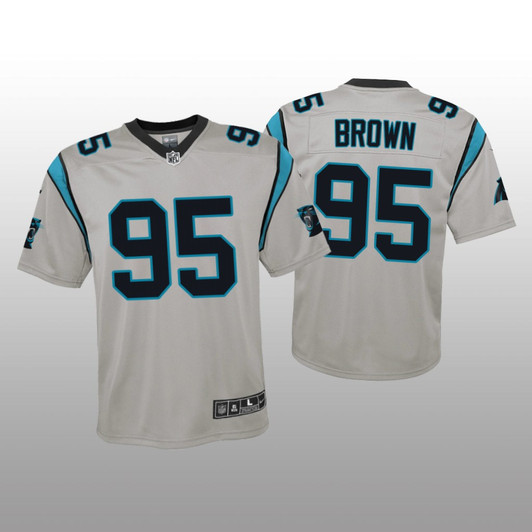 [FULLY STITCHED] Carolina Panthers Derrick Brown Silver Inverted Limited Football Jersey 