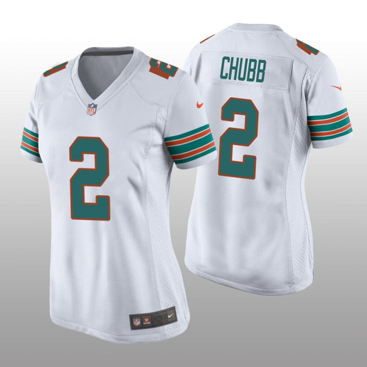 [FULLY STITCHED] Miami Dolphins Bradley Chubb White Throwback Limited Football Jersey 