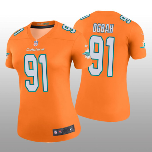 [FULLY STITCHED] Miami Dolphins Emmanuel Ogbah Orange Color Rush Style 2 Limited Football Jersey 