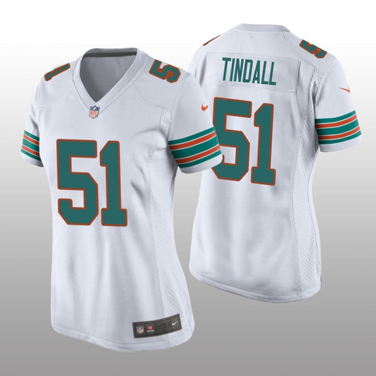 [FULLY STITCHED] Miami Dolphins Channing Tindall White Throwback Limited Football Jersey 