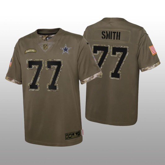 [FULLY STITCHED] Dallas Cowboys Tyron Smith Olive Salute To Service Style 2 Limited Football Jersey 