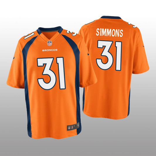 [FULLY STITCHED] Denver Broncos Justin Simmons Orange Limited Football Jersey 